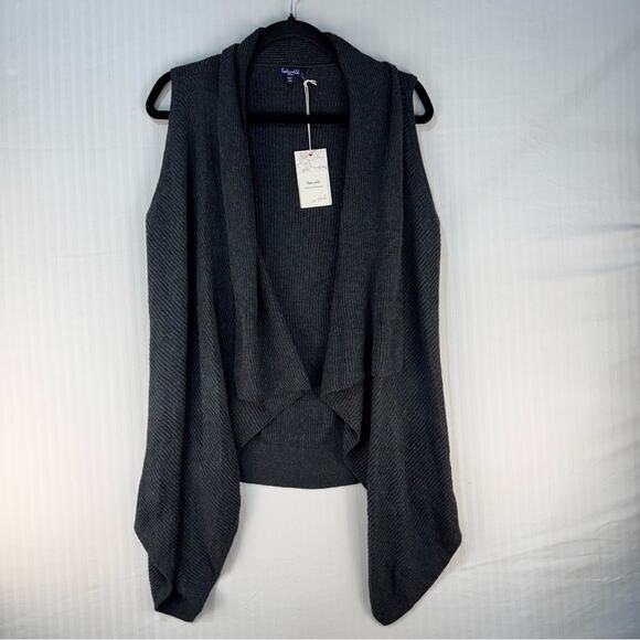 Splendid Charcoal Gray Cotton Wool Blend Cardigan Sweater Vest Women Size Small - Picture 1 of 6